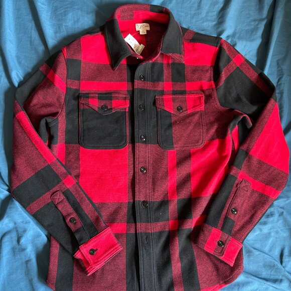 J. Crew Flannel Seaboard Soft-Knit Shirt Men’s Small Plaid Red $98 - Picture 1 of 3